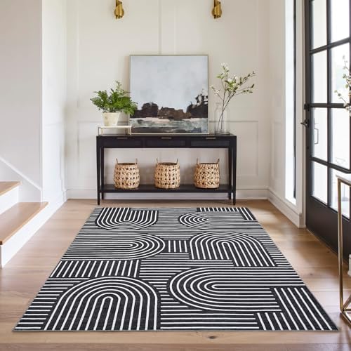 ROYHOME Modern Washable Rug 6x9 Area Rugs for Living Room Non Slip, Black
