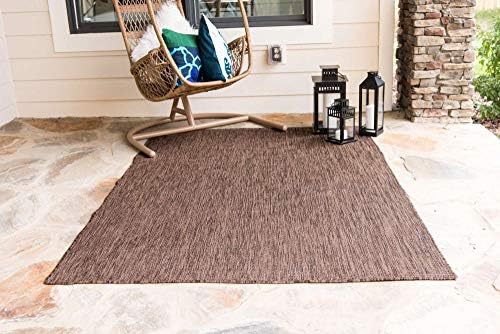 Unique Loom Collection Casual Transitional Solid Heathered Indoor/Outdoor Fla...