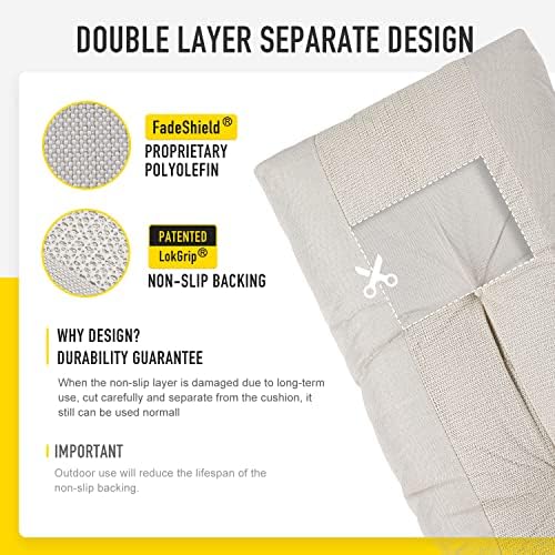 SUNROX LokGrip Non Slip Tufted Memory Foam Bench Cushion, FadeShield Water Re...