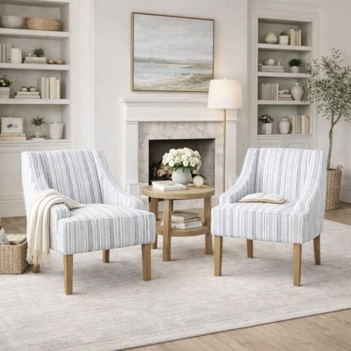 HomePop Swoop Arm Accent Chair - Ivory Stripe