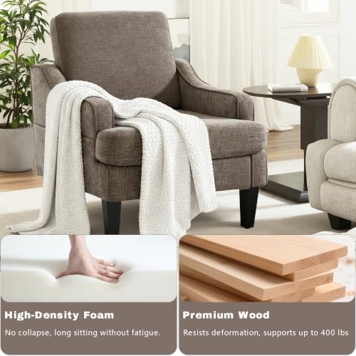 Set of 2 Accent Chair for Living Room,Mid-Century Arm Chair Chenille Fabric L...