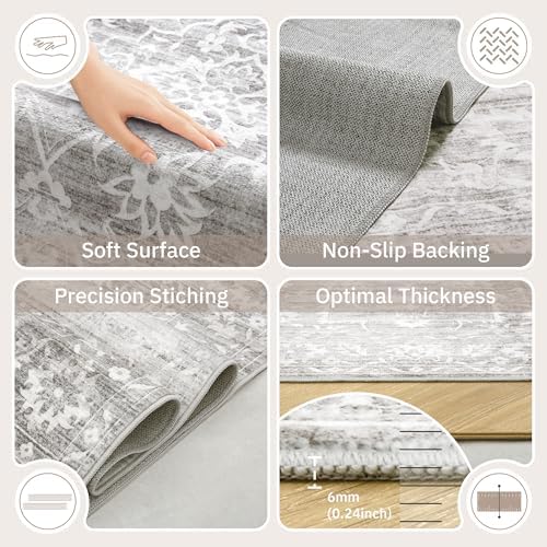 Soalmost 8x10 Area Rugs for Living Room, Washable Bedroom Soft Rug Grey