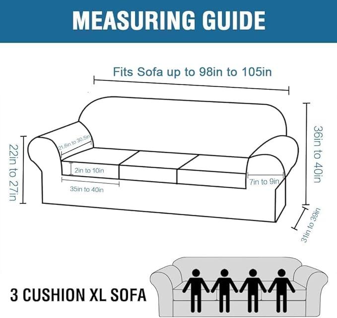 H.VERSAILTEX Velvet 4 Piece High Stretch Sofa Slipcover Cover Furniture - Image 2