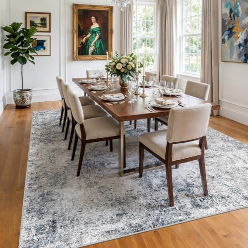 10x14 washable area rug: large modern abstract living shown in use