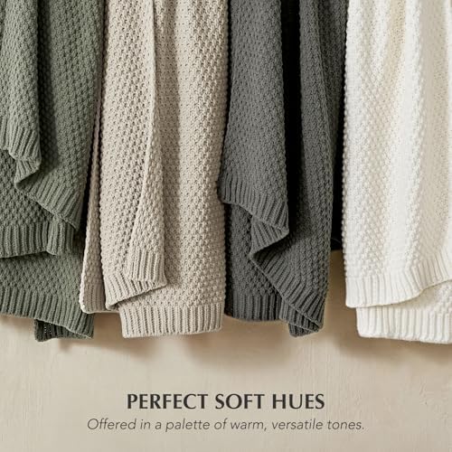 EVERGRACEHOME Chunky Chenille Knit Throw Blanket, 60 x 80, Charcoal Gray