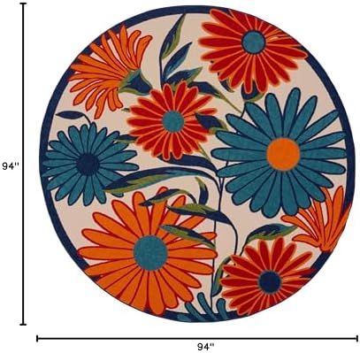 Nourison Home Aloha Multicolor 7'10" x Round Area Rug - Easy Clean, ...
