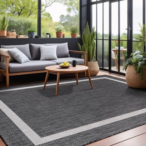 Luul Home Bordered Outdoor Rug 5x7 Washable Outside Carpet for Indoor Patio P...