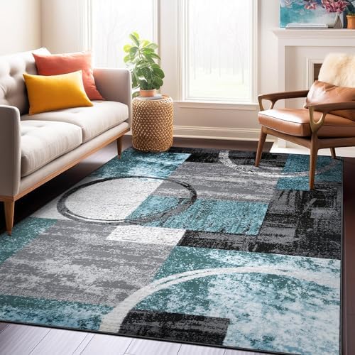 Rugshop Circle Design Contemporary Durable Area Rug Gray 7'10" x 10&...