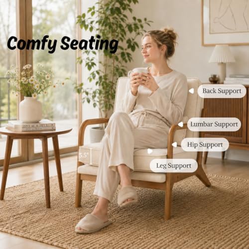 Karl home Mid-Century Modern Accent Reading Chair, Beige