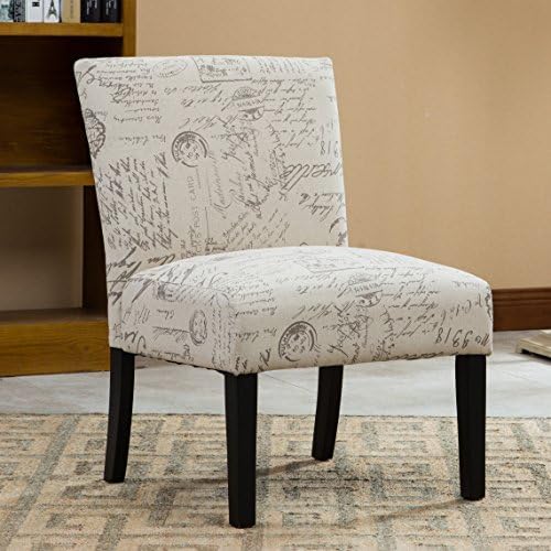 Roundhill Furniture Botticelli Fabric Armless Contemporary Accent Chair, Scri...