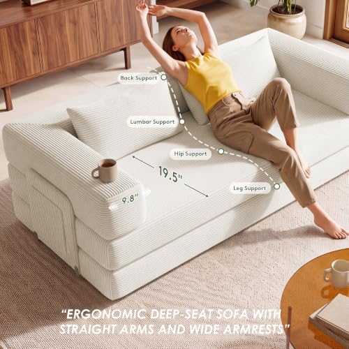 78" 5-in-1 Convertible Futon Sofa Bed, Boneless Couch for Living Room