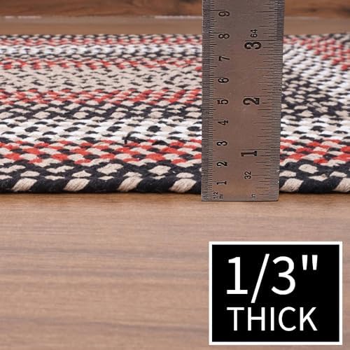 Super Area Rugs 7x9 Black - Red - Brown/Red Oval Large Braided Rug for Farmho...