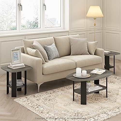 Furinno SIMPLE DESIGN Set of 2 Side Table, 2-Tier End Table, French Oak