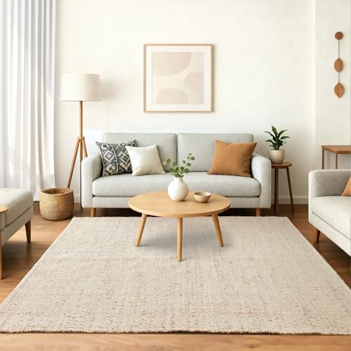GRUHUM Jute Cotton Area Rug 6X9 ft Natural Hand Woven Farmhouse Rug Large