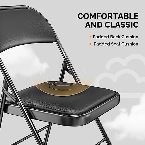 VINGLI 1 Pack Folding Chairs with Padded Seats, Metal Frame with Pu Leather S...
