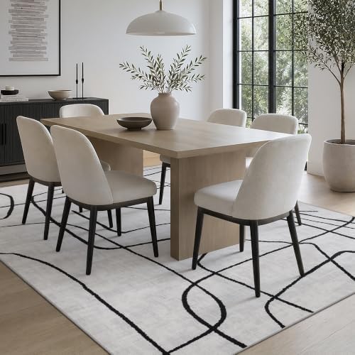 YIHOUSE 9x12 Washable Modern Abstract Black White Area Rug