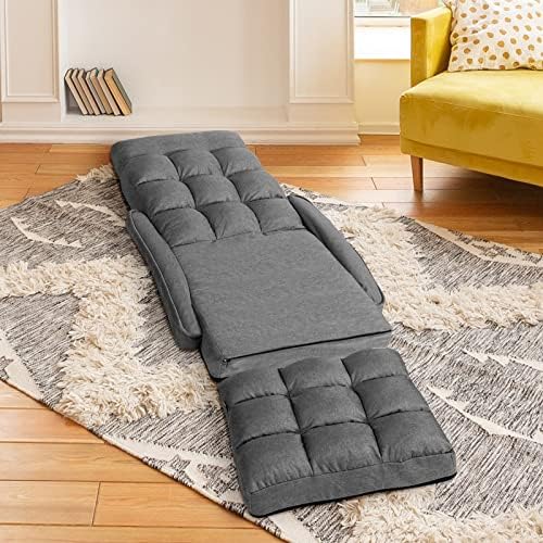 GIANTEX Folding Floor Chair with 6-Position Adjustable Backrest (Grey)