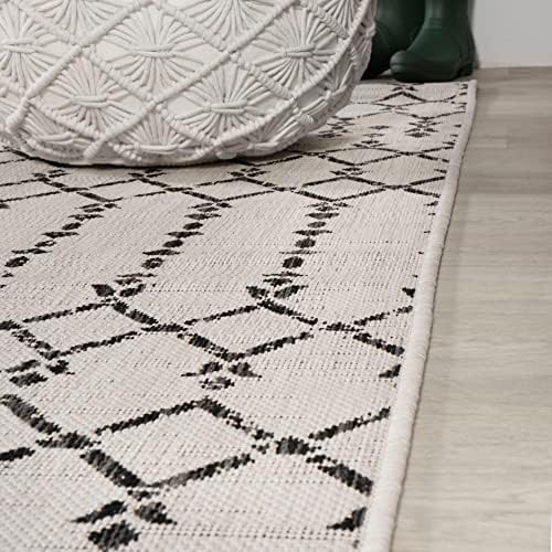 JONATHAN Y Moroccan Geometric Indoor Outdoor Area Rug 8X10 Cream/Black, Ourik...