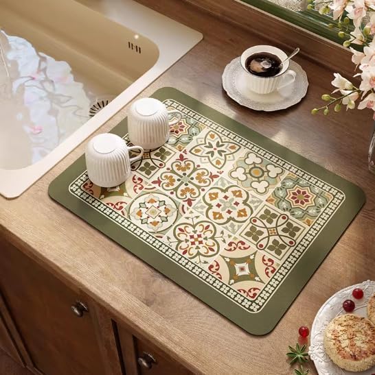 Boho Dish Drying Mat for Kitchen Counter - Image 2