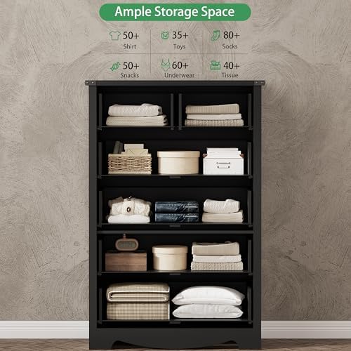 Dresser for Bedroom with 6 Drawers, 49" Tall Wood Chest of Drawers with ...