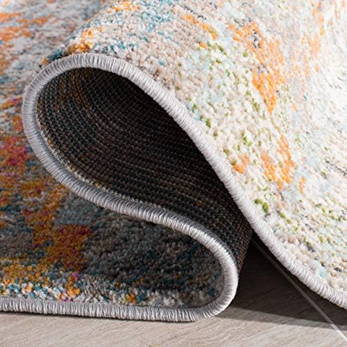 SAFAVIEH Madison Area Rug 8'x10', Modern Grey & Orange MAD460F