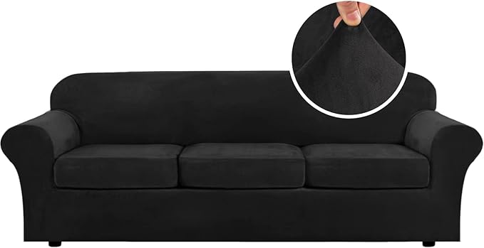H.VERSAILTEX Velvet 4 Piece High Stretch Sofa Slipcover Cover Furniture by HVERSAILTEX