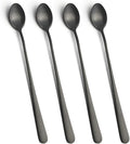 IQCWOOD Long Handle Ice Tea Spoons, 9-inch Black Coffee Stirrers, Stainless by IQCWOOD
