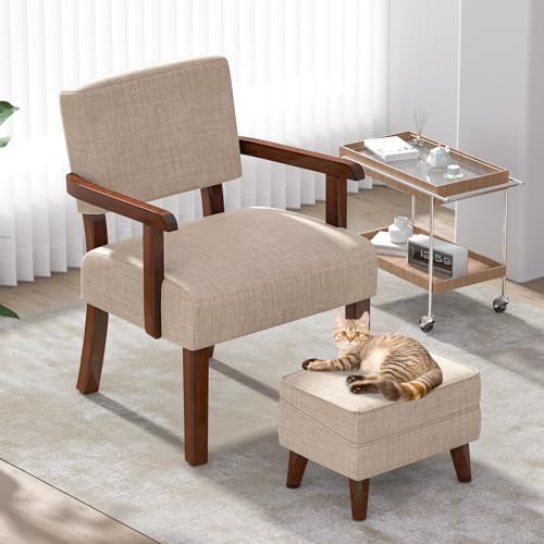 FAGAGA Accent Chairs with Adjustable Ottoman, Comfy Arm Footrest Set, Storage...