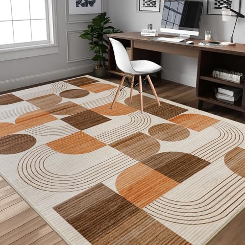 Soft Modern Geometric Abstract Large Machine Washable 5x7 Area Rug