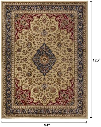 Kirsten Traditional Oriental Ivory Rectangle Area Rug, 8' x 10'