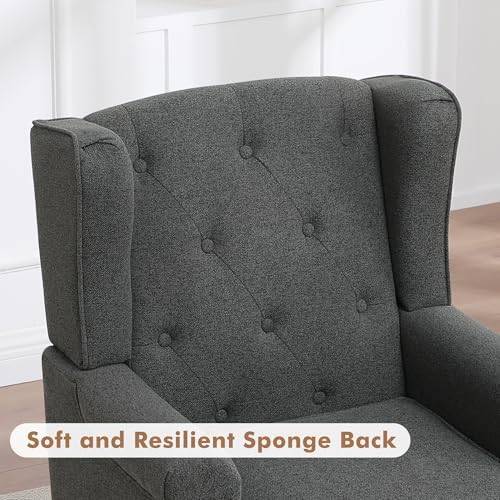 Accent Chair for Living Room, Mid Century Modern Upholstered Armchair, Wingba...