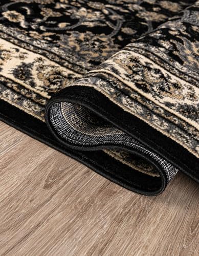 Rugs.com - Yasmin Rug – 6' 1 x 9' Black Traditional Rug – Easy-Clean ...