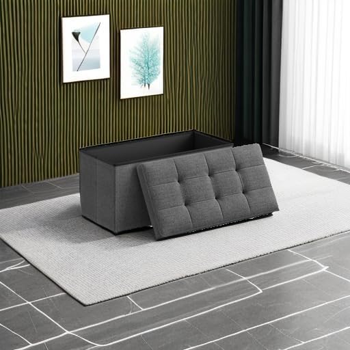 SONGMICS 30 Inches Folding Storage Ottoman Bench, Load 660 lb