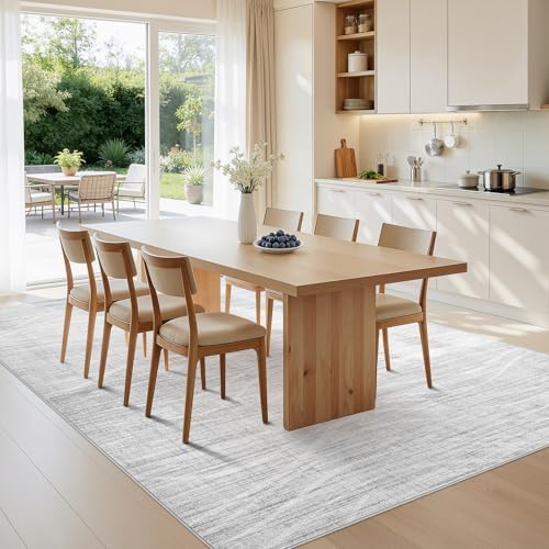WITSHOCK 10x12 Area Rug Washable Modern Rugs for Living Room, Light Grey