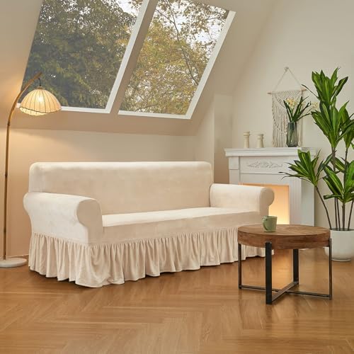NICEEC Beige Armchair Covers Arm Chair Cover Armchair Slipcovers with Skirt