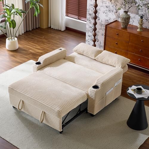 VINGLI Loveseat Sleeper Sofa Couch with Pull Out Chair Bed for Living Room