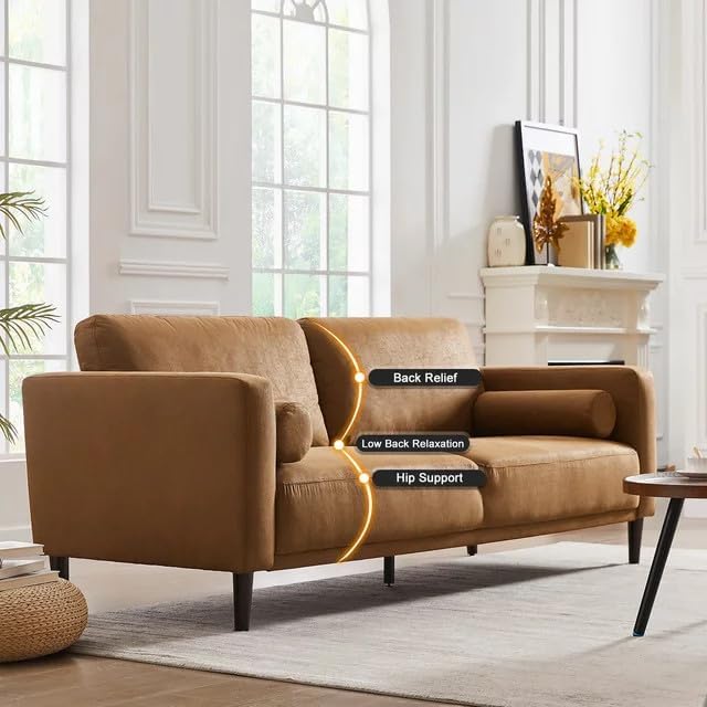 HIFIT 79" Sofa Couches for Living Room Mid-Century Modern Decor Faux Lea...