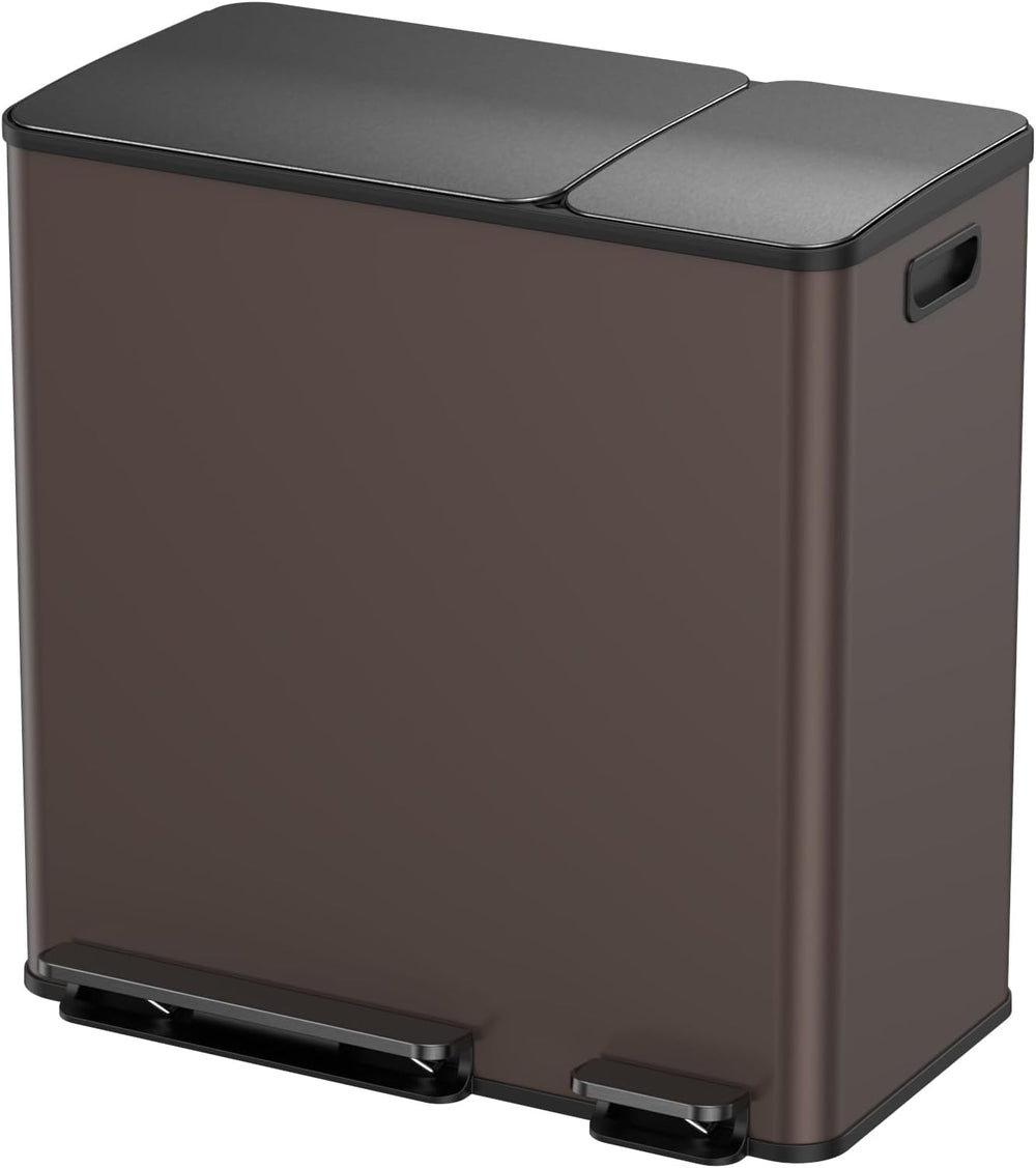 Lovewind Double Trash Can Kitchen, 13+5.5 Gallon Stainless Steel Dual Trash and