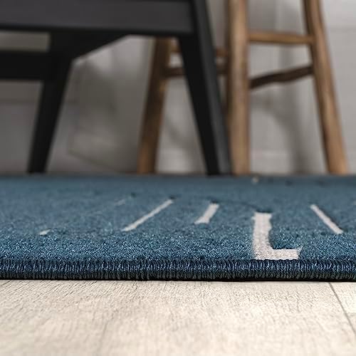 JONATHAN Y Nordby High-Low Arch Striped Navy/Cream Indoor/Outdoor Area Rug, 8...