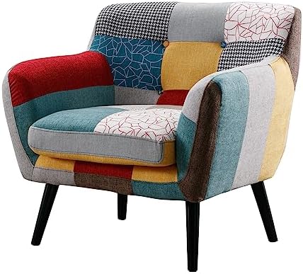 Bonzy Home Modern Oversized Accent Chair for Living Room, Colorful Boho Linen...