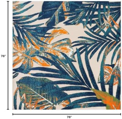 Rugshop Indoor/Outdoor Floral Tropical Durable Square Rug Multi 6'6"...