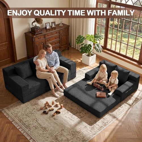 Boneless Loveseat Couch Folding Sofa Bed, Foldable Floor Futon Sleeper Couch ...