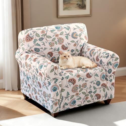 H.VERSAILTEX Printed Chair Slipcovers with Arms Floral Pattern Armchair Cover...