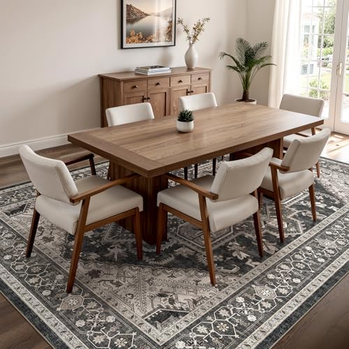 WITSHOCK 10x12 Washable Area Rug Vintage Rugs for Living Room Black