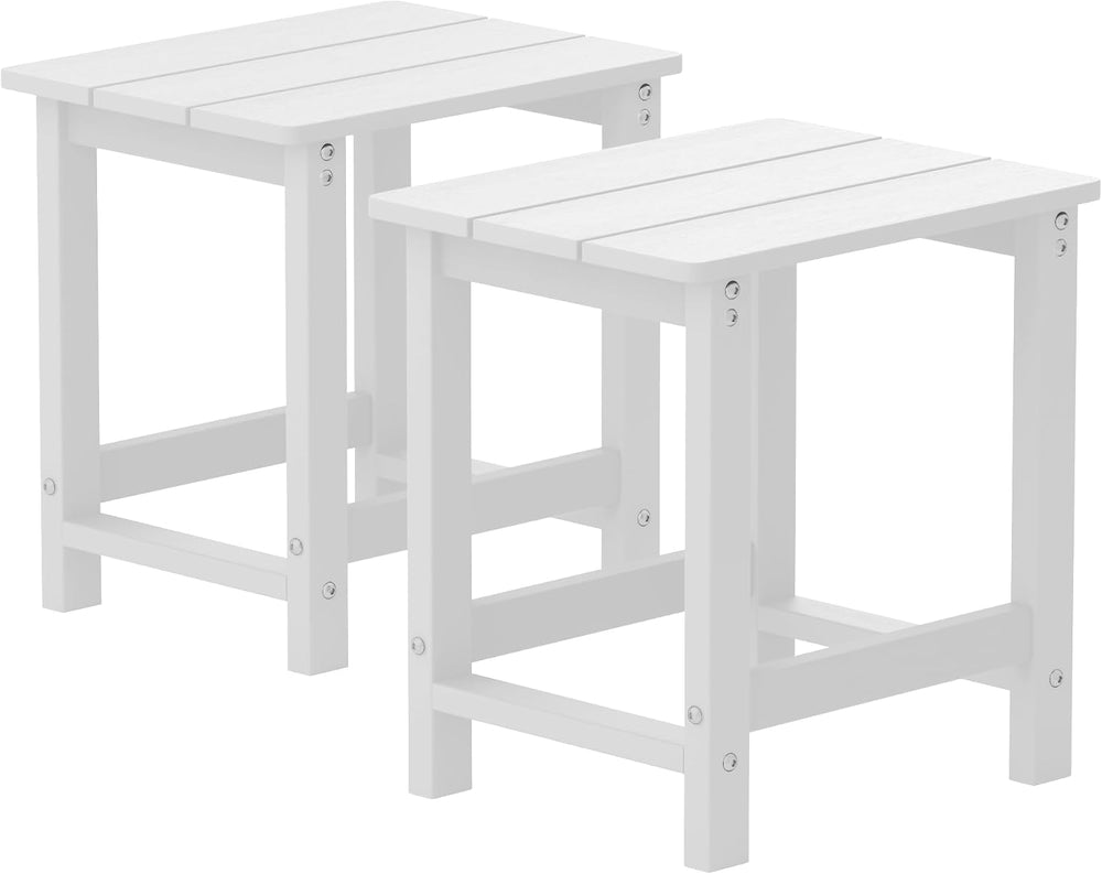 MXIMU Outdoor Side Table Set of 2, Adirondack Table, All Weather, White
