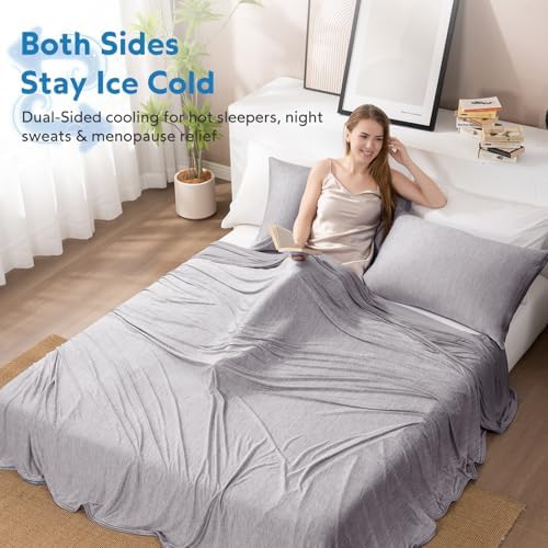 HOMFINE Cooling Blanket for Hot Sleepers Twin Size, Grey 60"x80"