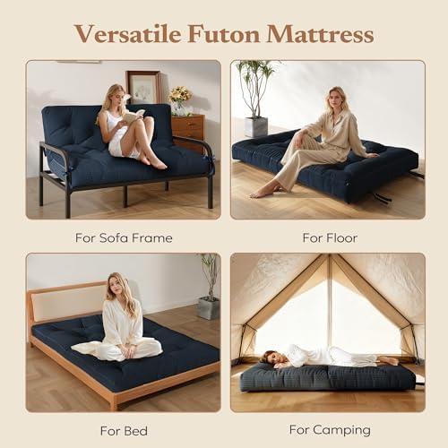 Furnify 6" Futon Mattress Queen Size, Futons Sofa Couch Bed with Straps,...