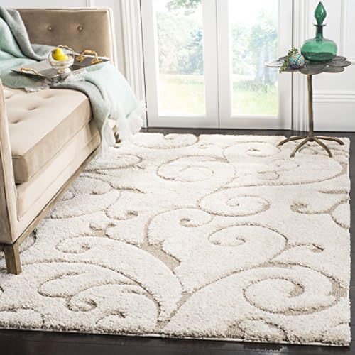 SAFAVIEH Florida Shag Rug 5'3"x7'6", Soft Plush Cream &...