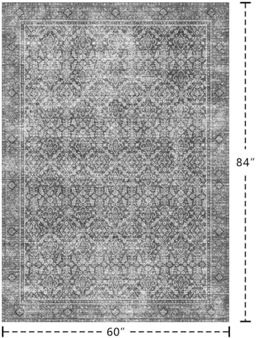 Grey 5x7 Area Rug for Living Room Bedroom Dorm Washable Rugs