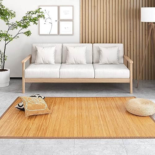 COSTWAY Bamboo Area Rug, 5'x8' Natural Bamboo Floor Mat 96"x60&q...